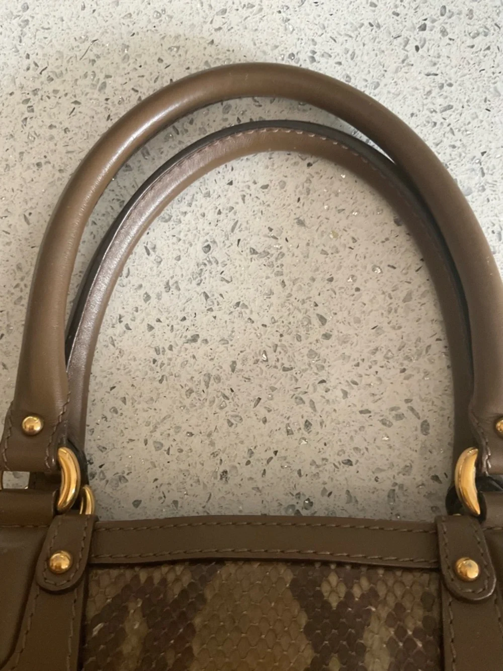 Gucci Studded Brown Python Handbag - Picture 12 of 16